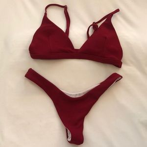 Red cheeky bikini